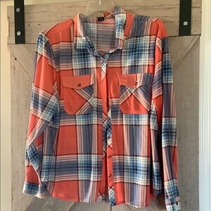 Red and Blue Plaid Button-Up Shirt